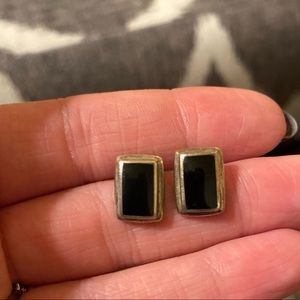 Vintage 925 Silver and Onyx Earrings
